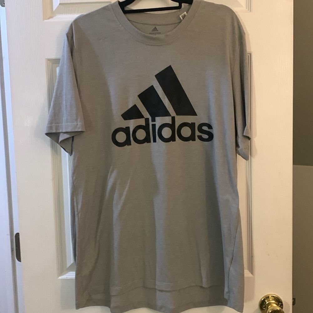 ADIDAS MENS T SHIRT GRAY LOGO SZ XL